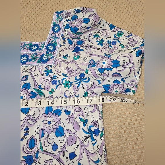 Talbots Square Neck Short Puff Sleeve Songbird Floral Print Shirt Size Small - Picture 8 of 10